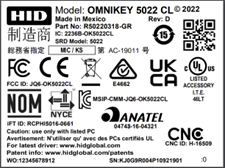 omnikey 5022 rev D label